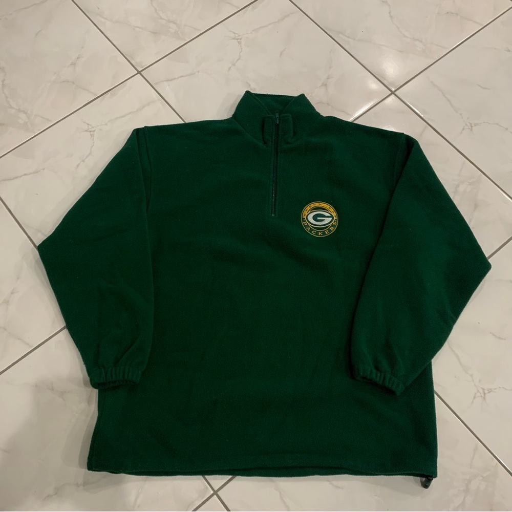 VTG Sport One Green Bay Packers Green 1/4 Zip Pullover Fleece Jacket Men’s XL